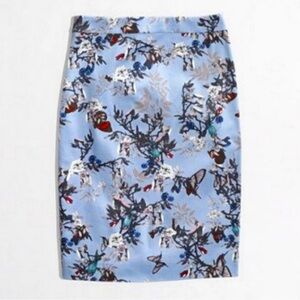 J. Crew Botanical Print Pencil Skirt in Light Blue